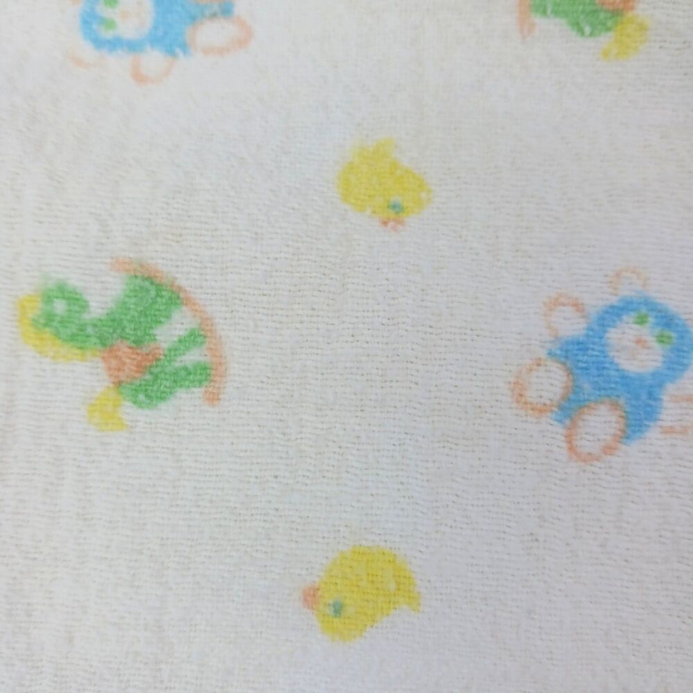 Vtg Riegel Cotton Flannel Baby Receiving Blanket Pastel Duck Bear Rocking Horse